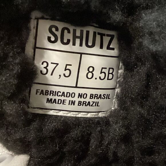 NWT Schutz KRISTIN White Leather Platform Sneakers Black Faux Fur Lining 8.5 - Picture 8 of 11